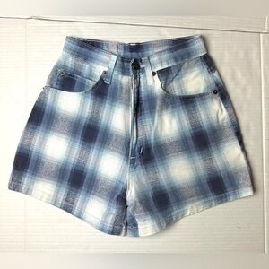 Vintage N.E.W. Sports Plaid Women’s Juniors 3 / 4 High Rise Shorts‎ Made In USA